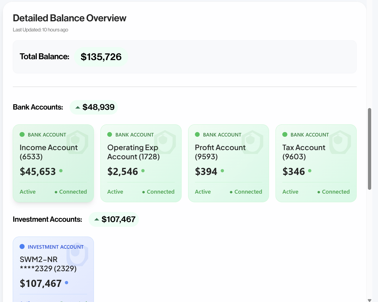 Flow Keeping live balance overview with bank accounts