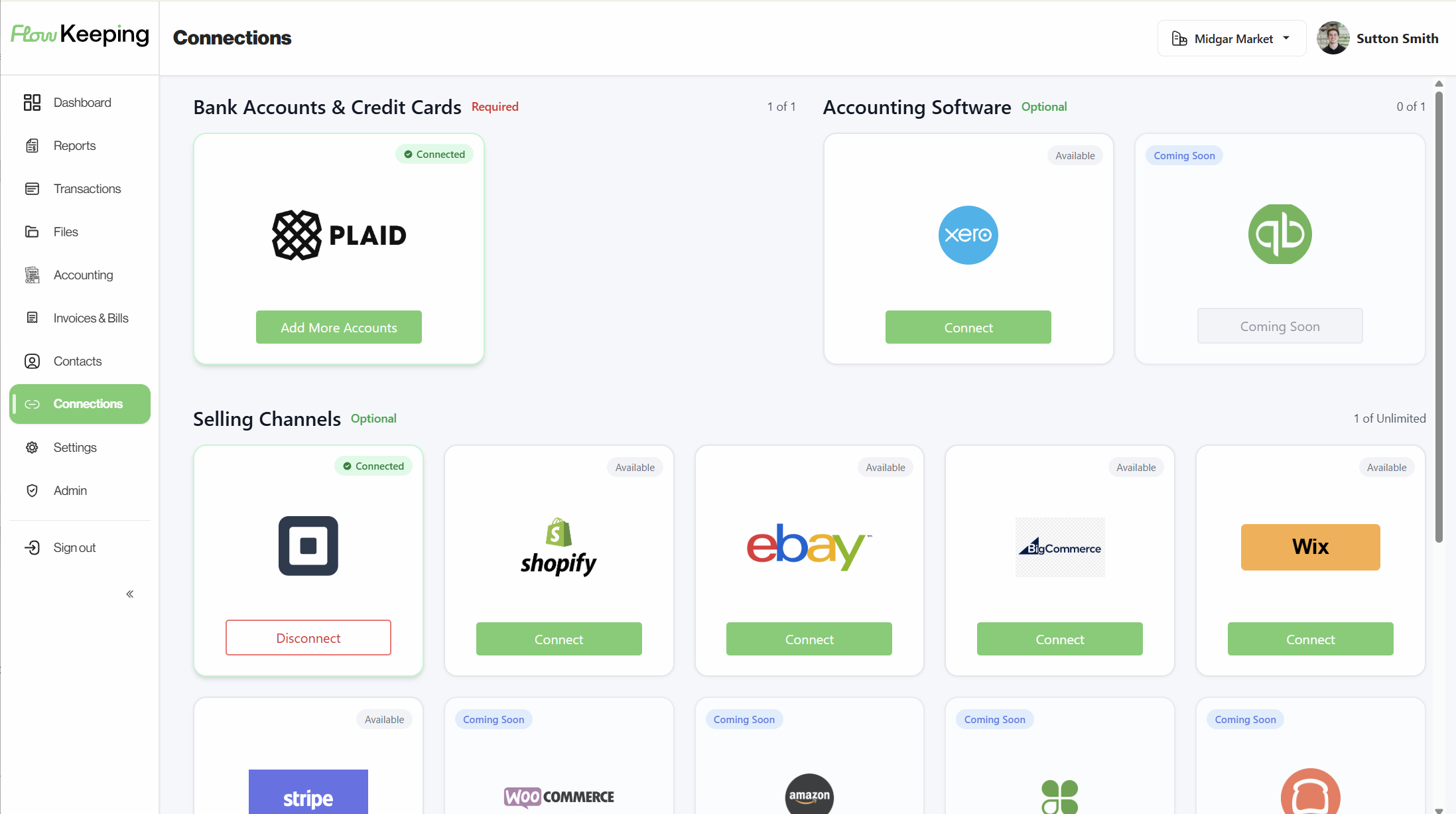 Flow Keeping connections for banks and selling channels