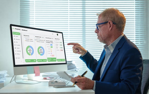 Dedicated Flow Keeping bookkeeper reviewing ecommerce financials