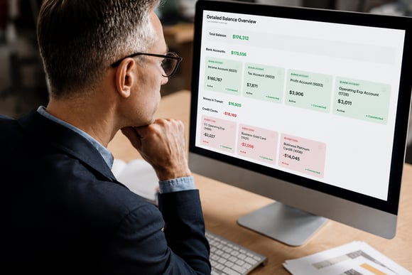 Flow Keeping dashboard showing real-time bookkeeping and ecommerce financial data