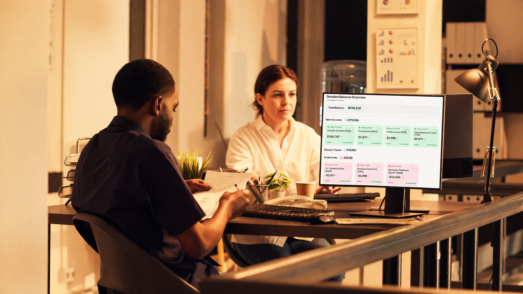 Business analyst presenting Monthly Revenue Breakdown from selling channels