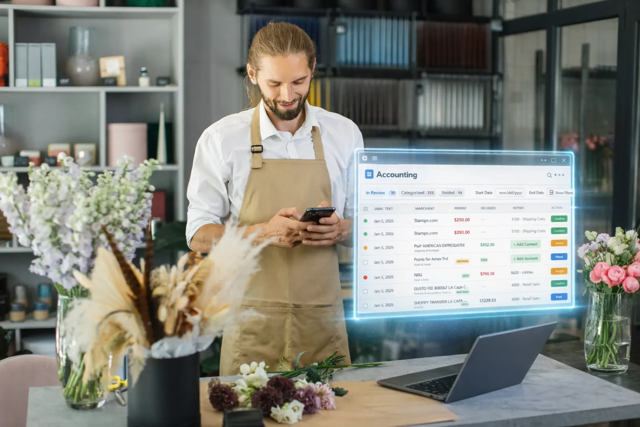 Modern florist using Flow Keeping dashboard