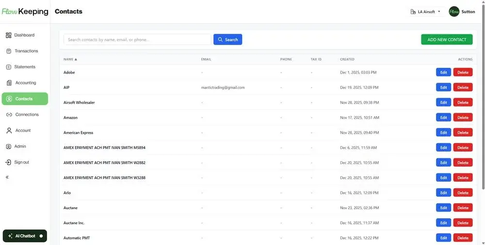 Flow Keeping dashboard view